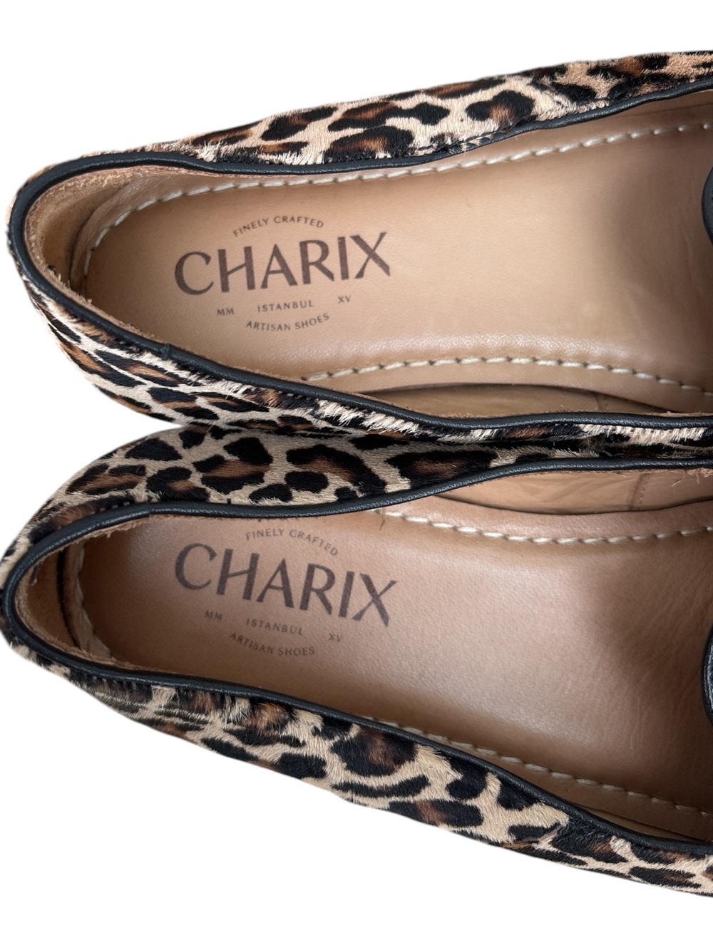 Charix Hair on Leopard Print Leather Slip-On Flats Istanbul 36 - Picture 3 of 7